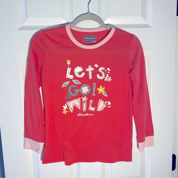 Eddie Bauer Long Sleeve Shirt‎ - Girl's Size Large - Coral - Let's Get Wild - Picture 1 of 4